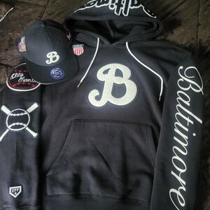 Brand NewBaltimore Elite Giants Black Ebbets Field Flannels Hoodie & Hat